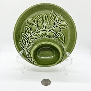Majoliche Jessica Green Olive Bowl Dish Ceramic Made in Italy Rustic Country Dip